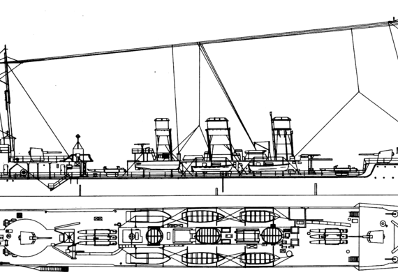 Крейсер IJN Tenryu 1939 [Lighy Cruiser] - чертежи, габариты, рисунки